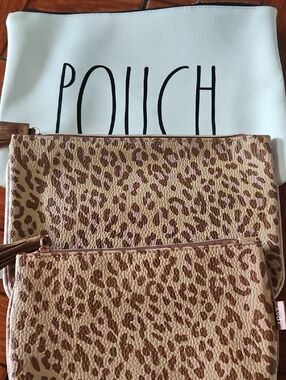 Leopard Print Cosmetic Pouch Trio - Brown